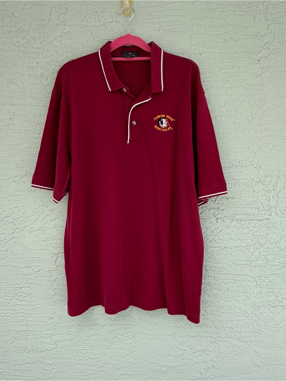Antigua Garnet Polo with White Contrast Trim